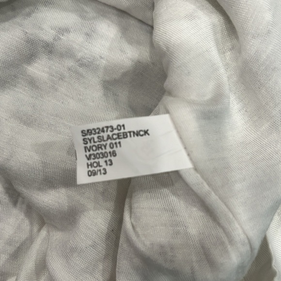 Banana Republic White Lace Silver Matte Sequins 3/4 Sleeve Blouse - Picture 10 of 14